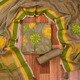 Mul Cotton Green Unstitched Suit